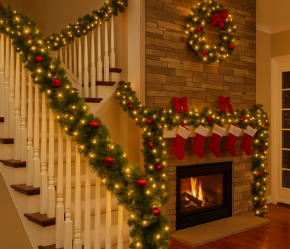 Golden Rattan Glow Wreath