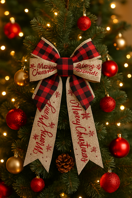 Large Buffalo Plaid Christmas Bow