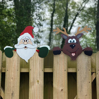 PeekSanta  Christmas Garden Fence Decor – Santa, Penguin & Friends
