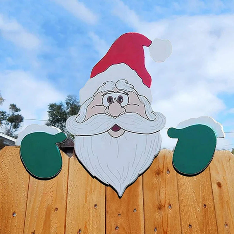 PeekSanta  Christmas Garden Fence Decor – Santa, Penguin & Friends