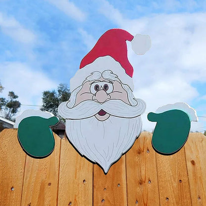 PeekSanta  Christmas Garden Fence Decor – Santa, Penguin & Friends