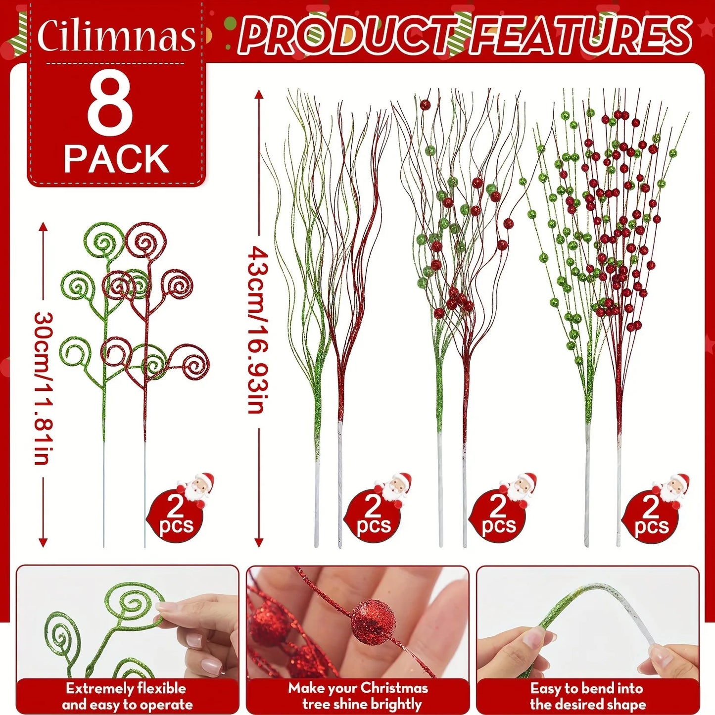 Glitter Berry & Flower Bouquet Set (8/16pc)