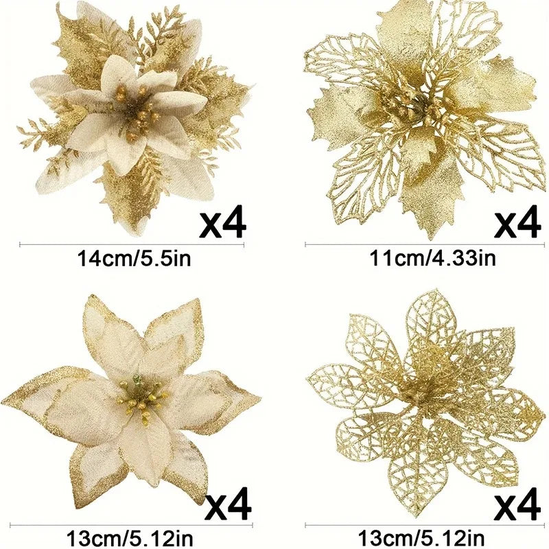 Glitter Bloom Christmas Flower Set (8/16 pcs)
