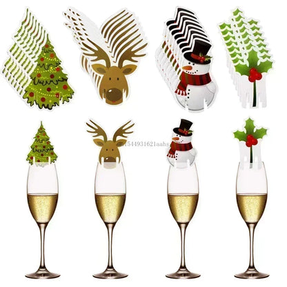 FestiveGlass Cup Cards – Santa Hat Wine Tags (10–30 pcs)