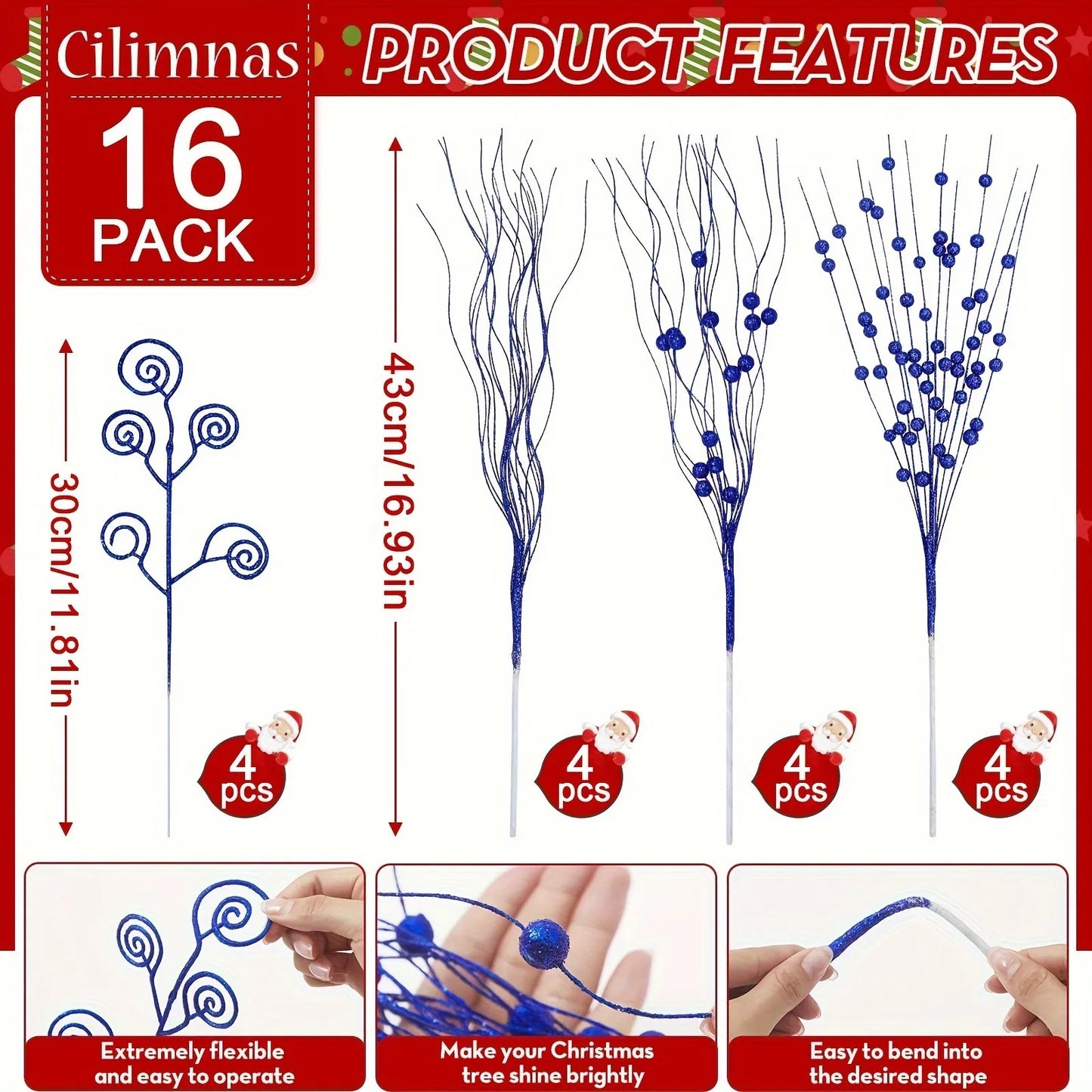 Glitter Berry & Flower Bouquet Set (8/16pc)