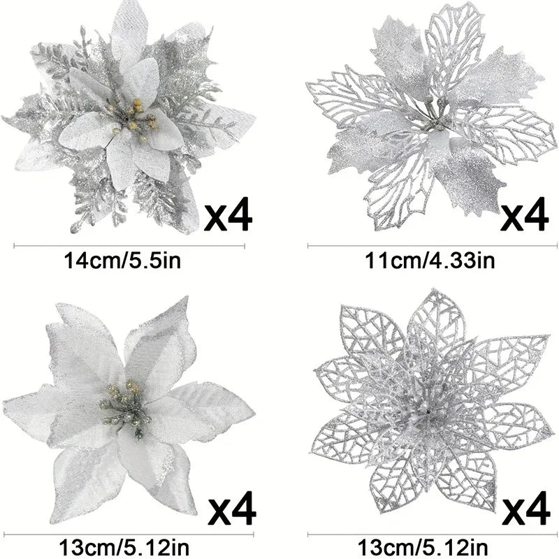 Glitter Bloom Christmas Flower Set (8/16 pcs)