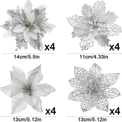 Glitter Bloom Christmas Flower Set (8/16 pcs)