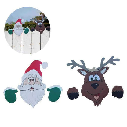 PeekSanta  Christmas Garden Fence Decor – Santa, Penguin & Friends