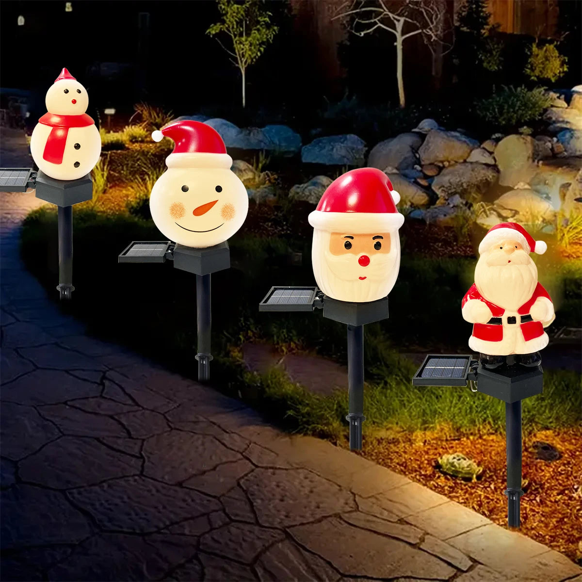 Santa & Snowman Solar Path Lights