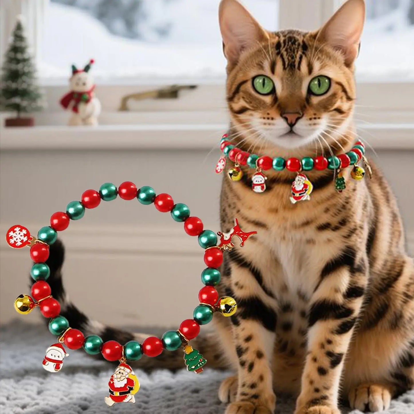 Meowy Christmas Pearl Collar