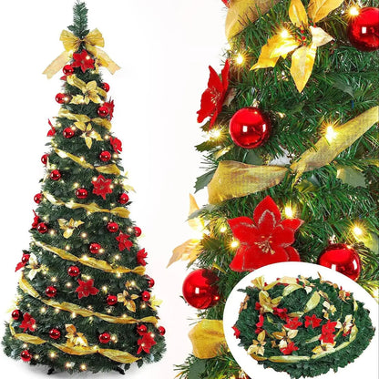 TwinklePop Foldable Pre-Decorated Christmas Tree – 120 cm