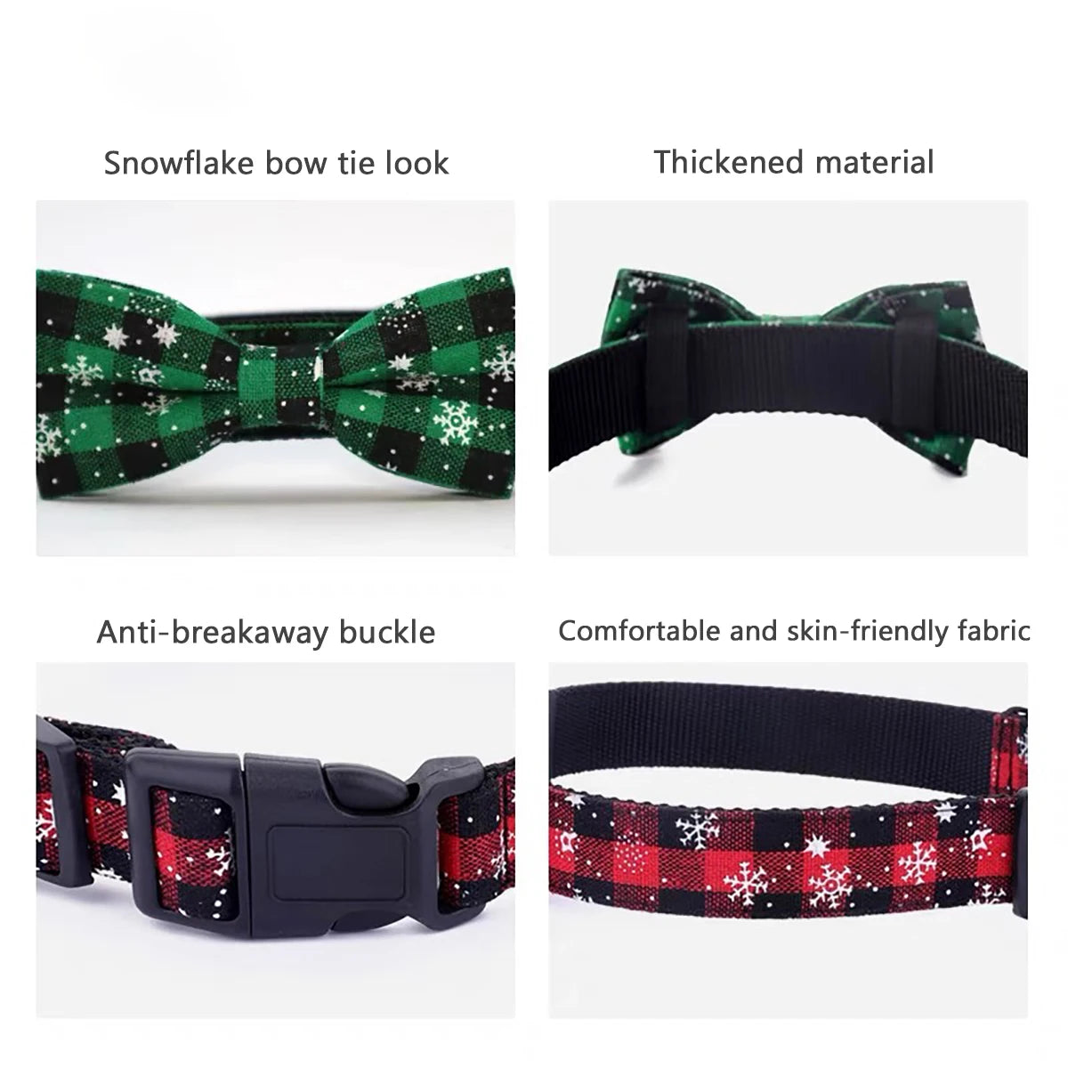 Snowflake Plaid Bow Collar