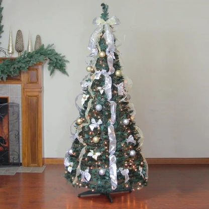 TwinklePop Foldable Pre-Decorated Christmas Tree – 120 cm