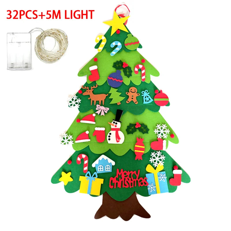 WonderFelt Kids DIY Christmas Tree Set with LED Lights