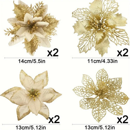 Glitter Bloom Christmas Flower Set (8/16 pcs)