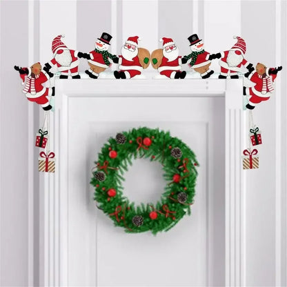 MerryCorner Wooden Door Frame Decor – Santa, Snowman & Reindeer Edition