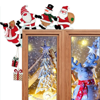 MerryCorner Wooden Door Frame Decor – Santa, Snowman & Reindeer Edition