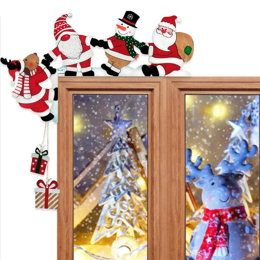 MerryCorner Wooden Door Frame Decor – Santa, Snowman & Reindeer Edition