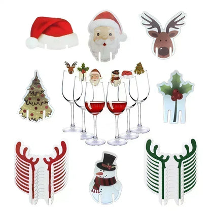 FestiveGlass Cup Cards – Santa Hat Wine Tags (10–30 pcs)