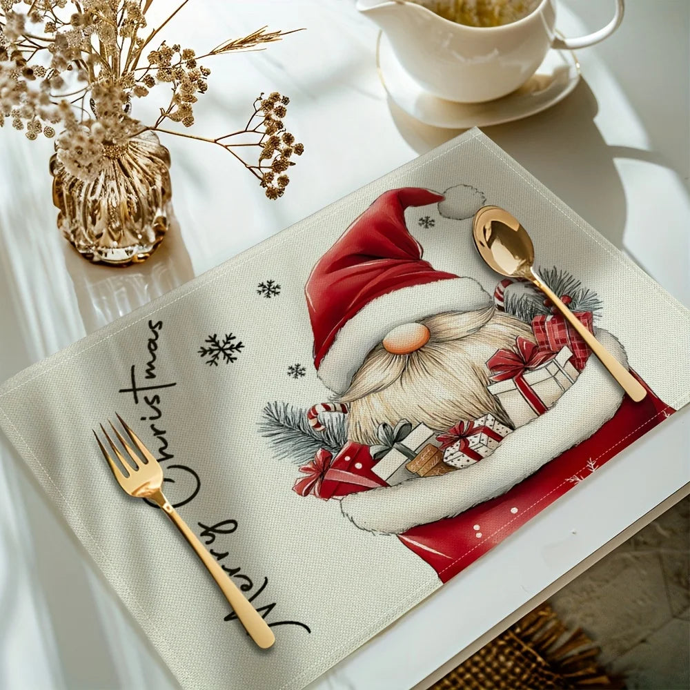 Festive Gnome Placemats Set (4/6/8/10 pcs)