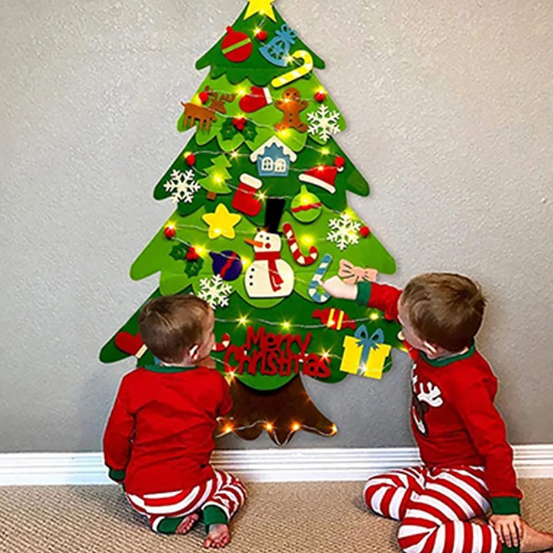 WonderFelt Kids DIY Christmas Tree Set with LED Lights