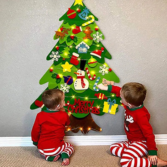 WonderFelt Kids DIY Christmas Tree Set with LED Lights