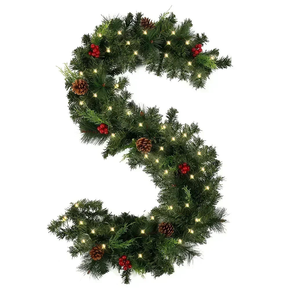 Golden Rattan Glow Wreath