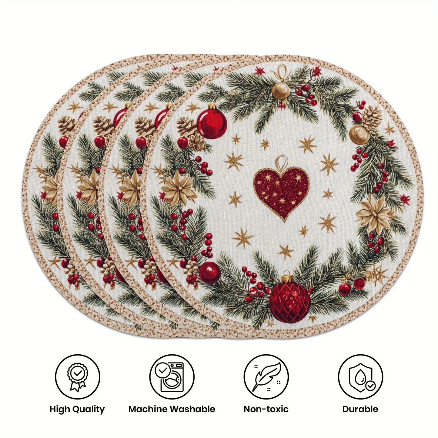 Holly Snow Placemats Set (4 pcs)