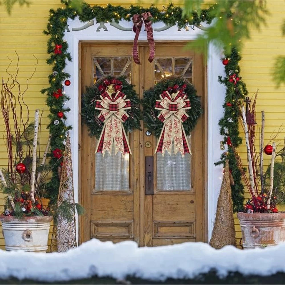 Large Buffalo Plaid Christmas Bow