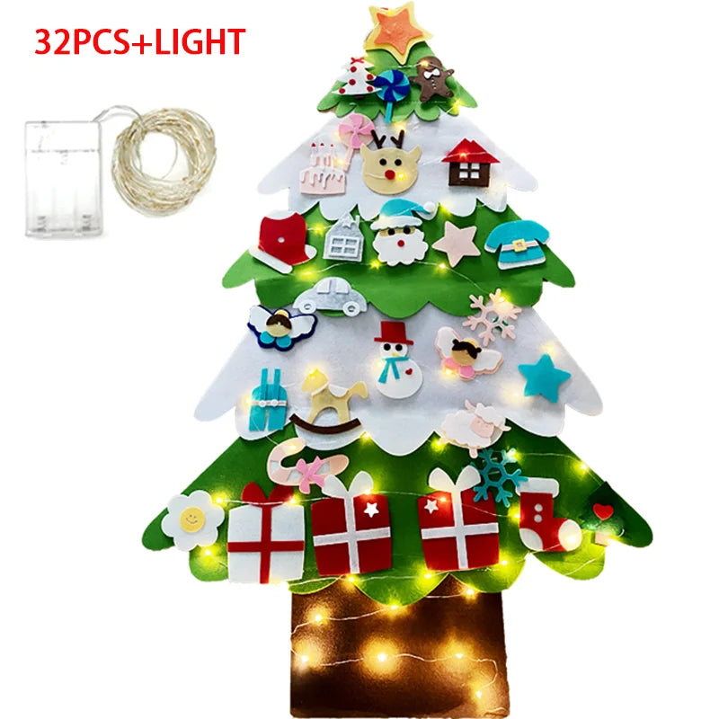 WonderFelt Kids DIY Christmas Tree Set with LED Lights