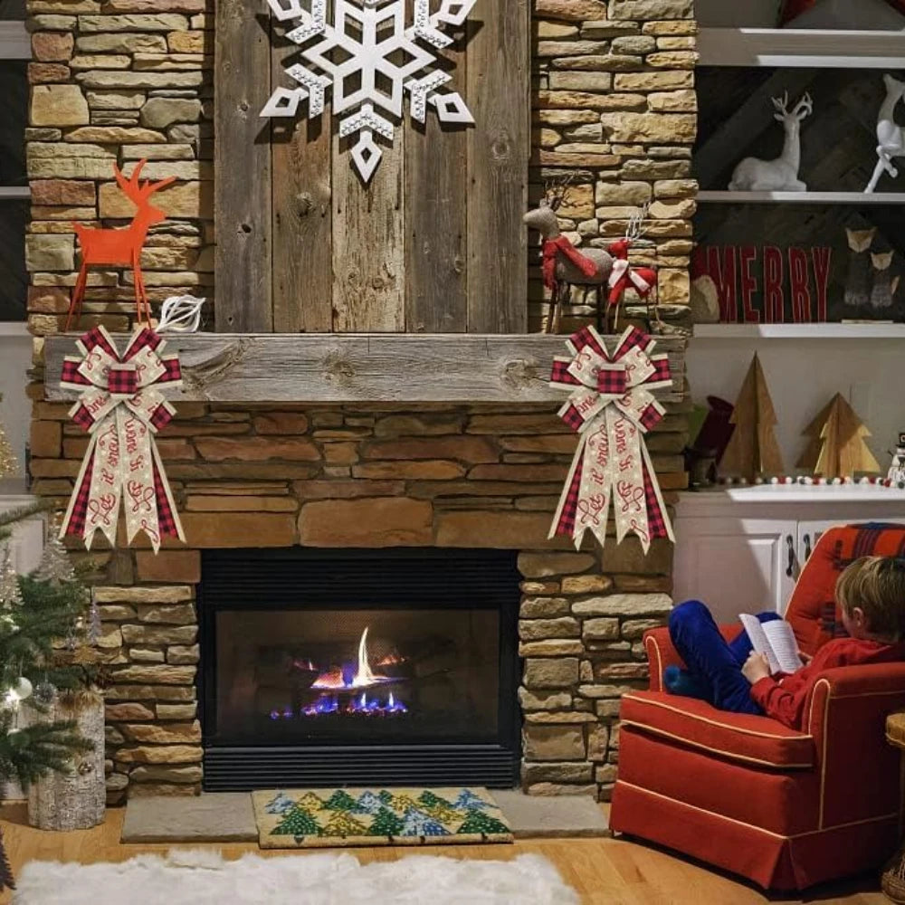Large Buffalo Plaid Christmas Bow