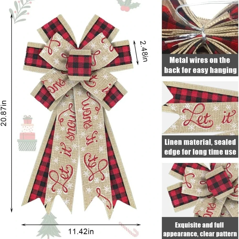 Large Buffalo Plaid Christmas Bow