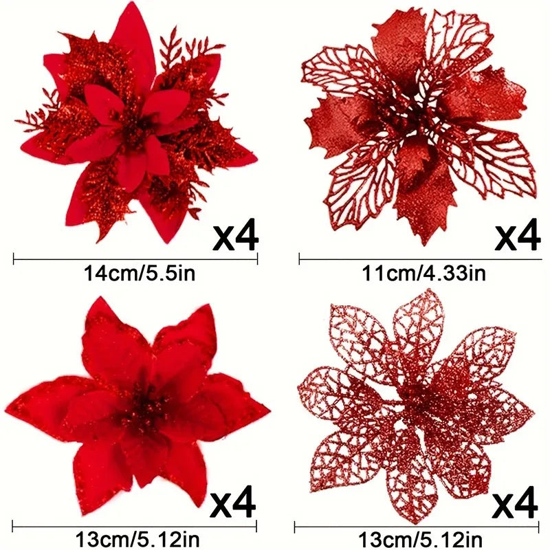 Glitter Bloom Christmas Flower Set (8/16 pcs)