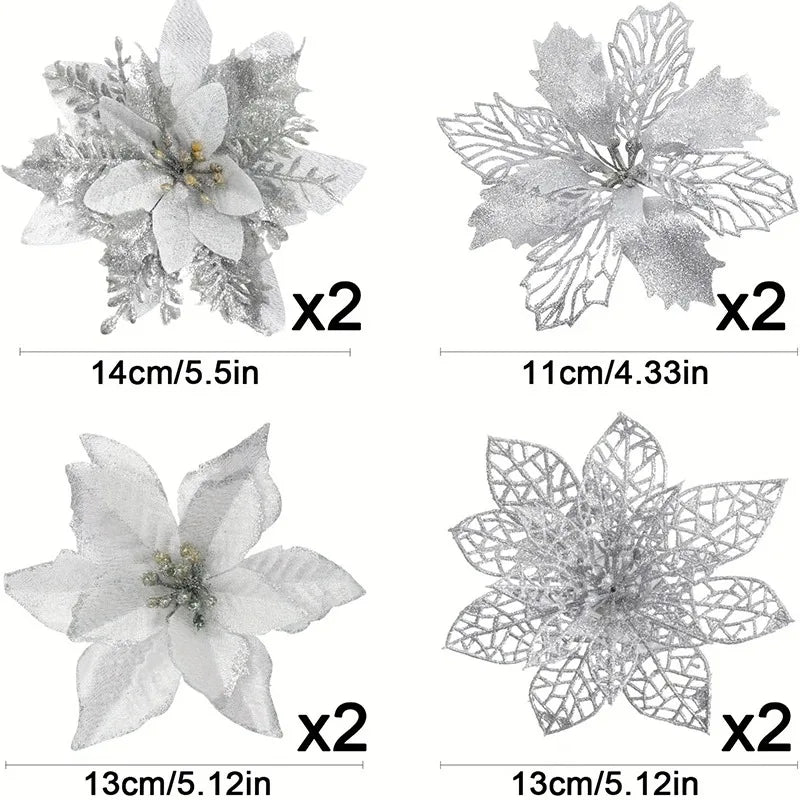Glitter Bloom Christmas Flower Set (8/16 pcs)