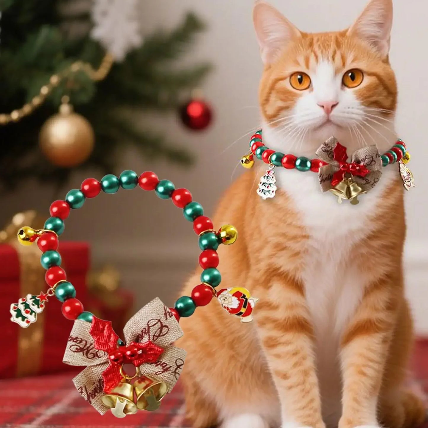 Meowy Christmas Pearl Collar