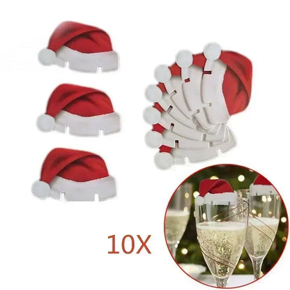 FestiveGlass Cup Cards – Santa Hat Wine Tags (10–30 pcs)
