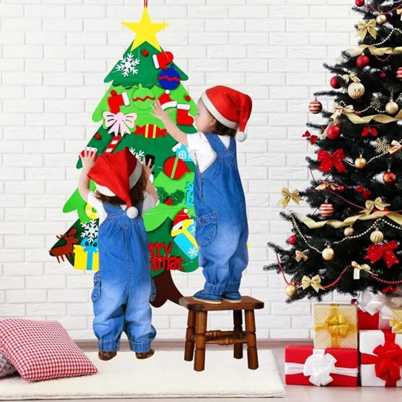 WonderFelt Kids DIY Christmas Tree Set with LED Lights