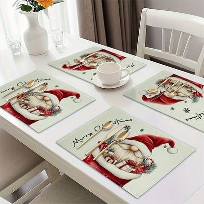 Festive Gnome Placemats Set (4/6/8/10 pcs)