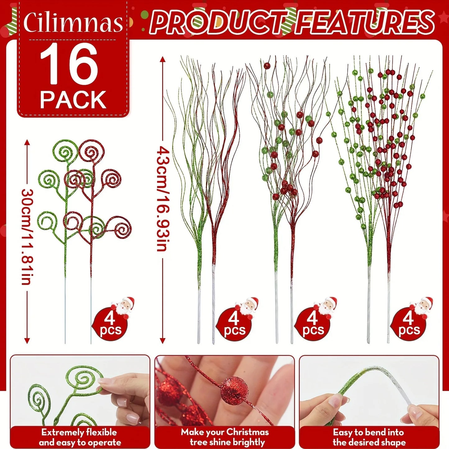 Glitter Berry & Flower Bouquet Set (8/16pc)