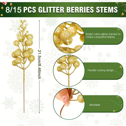 Glitter Bloom Ornament Set (8/15pcs)