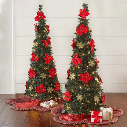 TwinklePop Foldable Pre-Decorated Christmas Tree – 120 cm