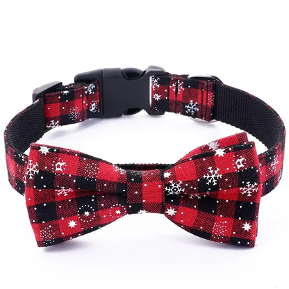 Snowflake Plaid Bow Collar