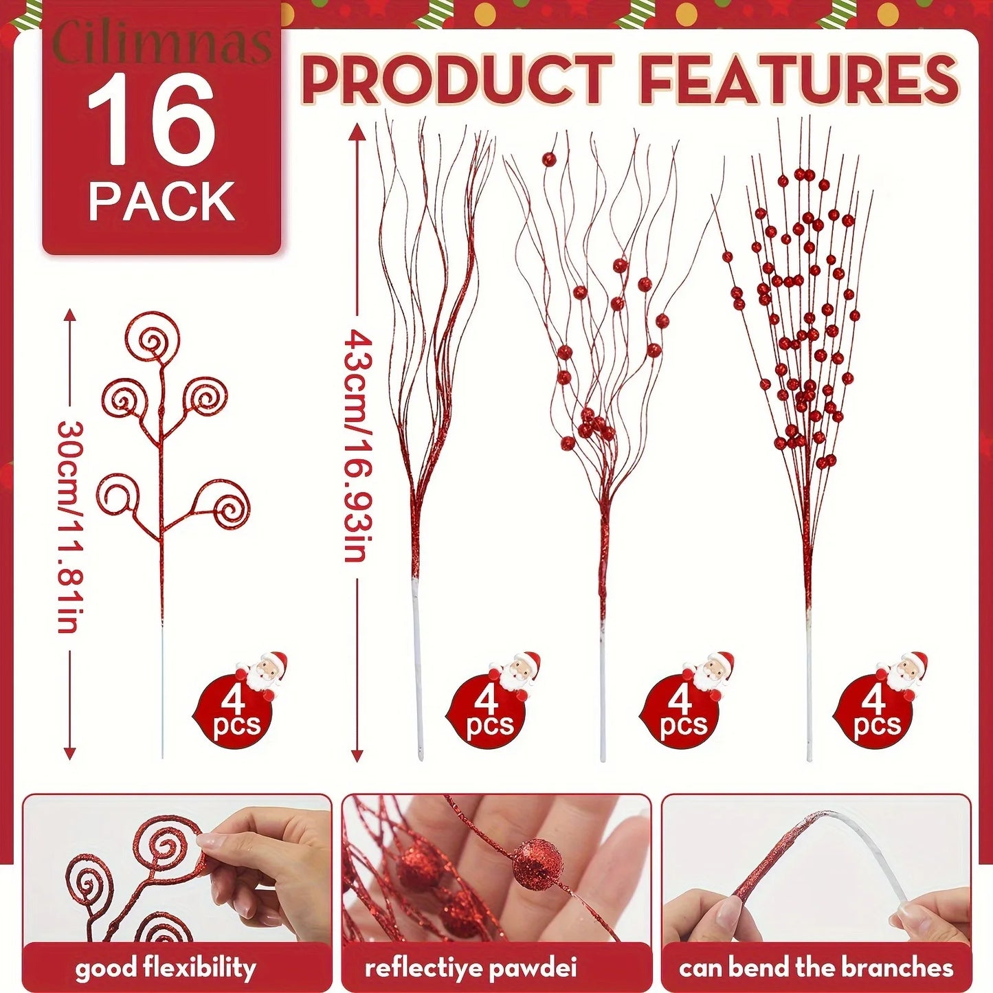 Glitter Berry & Flower Bouquet Set (8/16pc)