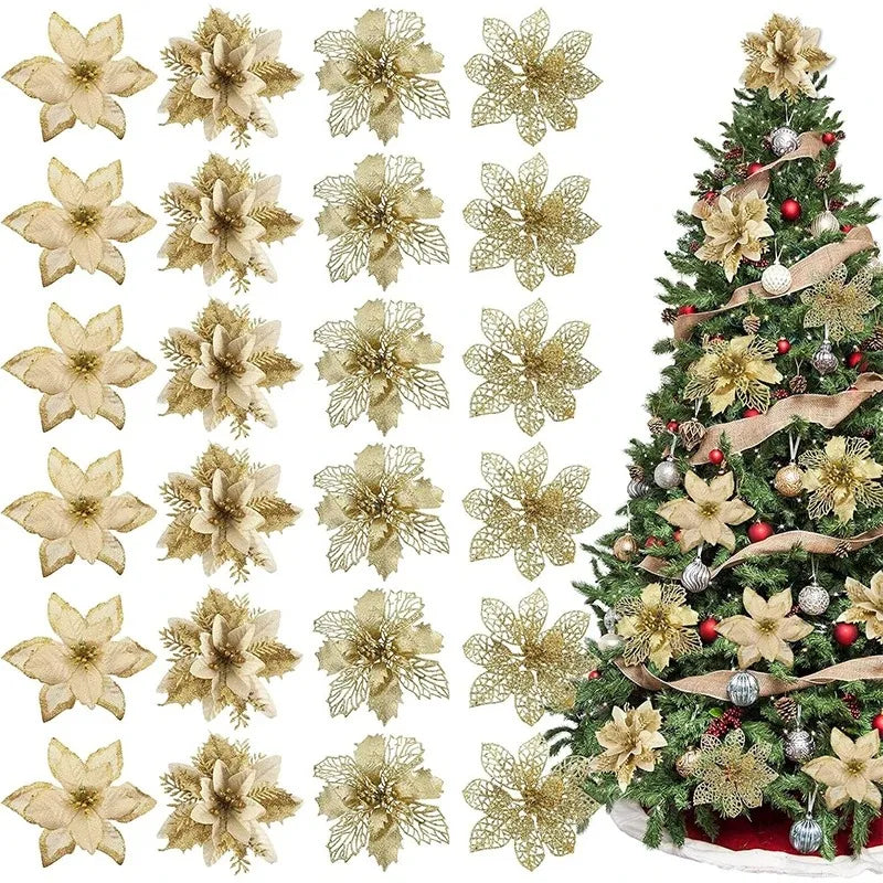 Glitter Bloom Christmas Flower Set (8/16 pcs)